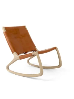 Rocker gyngestol, mat lakeret eg med whisky farvet læder fra<Mater Best