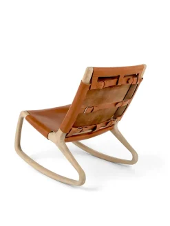 Rocker gyngestol, mat lakeret eg med whisky farvet læder fra<Mater Best