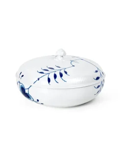 Blå Mega Riflet, skål m. låg 130 cl<Royal Copenhagen Best