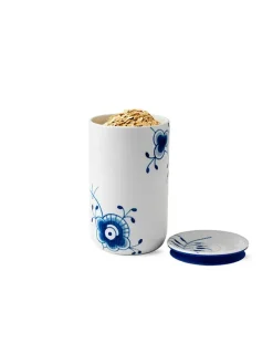 Blå Mega Riflet, opbevaringskrukke stor<Royal Copenhagen Sale