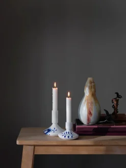 Blå Mega Riflet, lysestage 12 cm<Royal Copenhagen Online