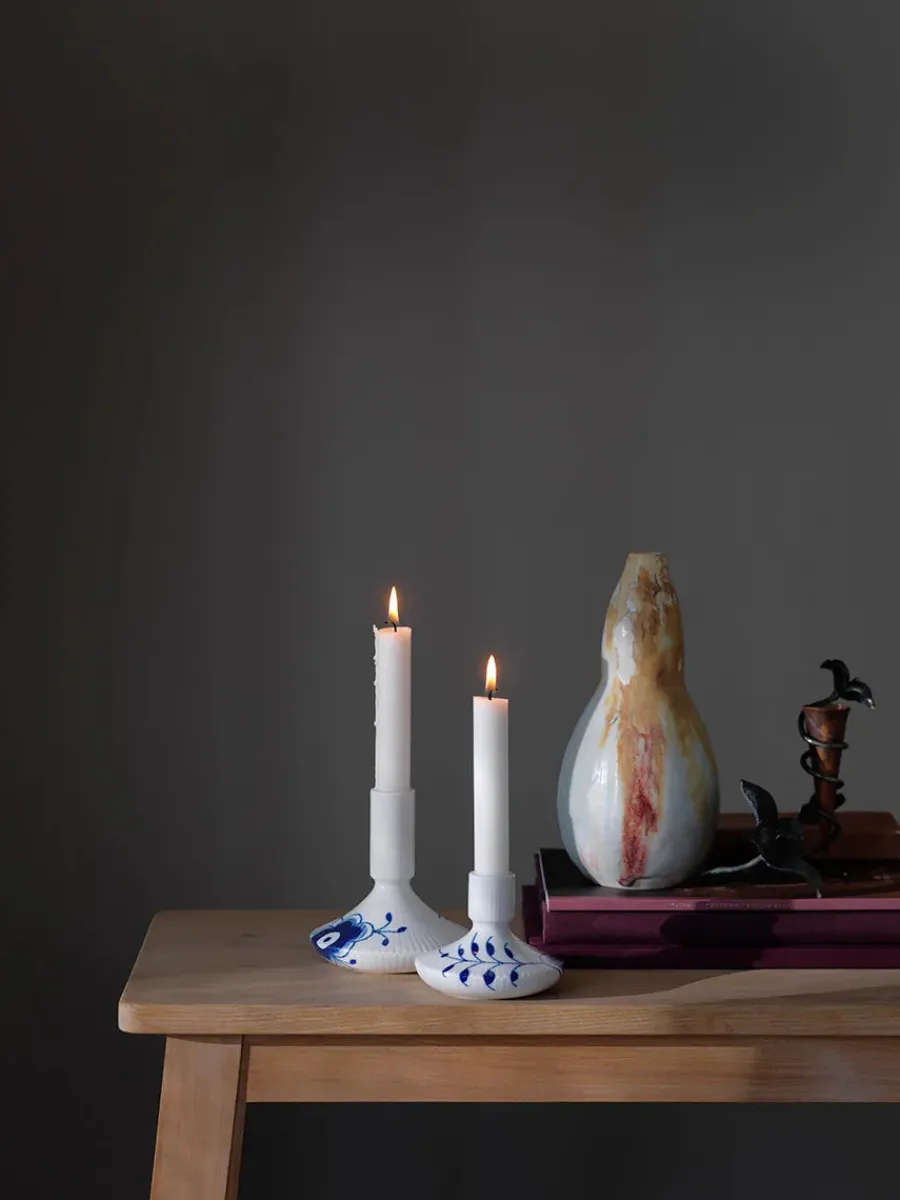 Blå Mega Riflet, lysestage 12 cm<Royal Copenhagen Online