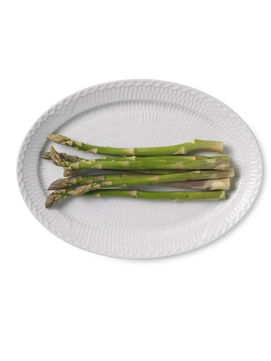 Blå Mega Riflet, oval tallerken 28 cm<Royal Copenhagen Online