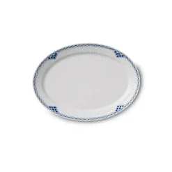 Blå Mega Riflet, oval tallerken 28 cm<Royal Copenhagen Online