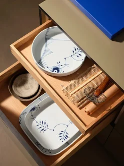 Blå Mega Riflet, rundt ovnfast fad 27 cm<Royal Copenhagen Hot