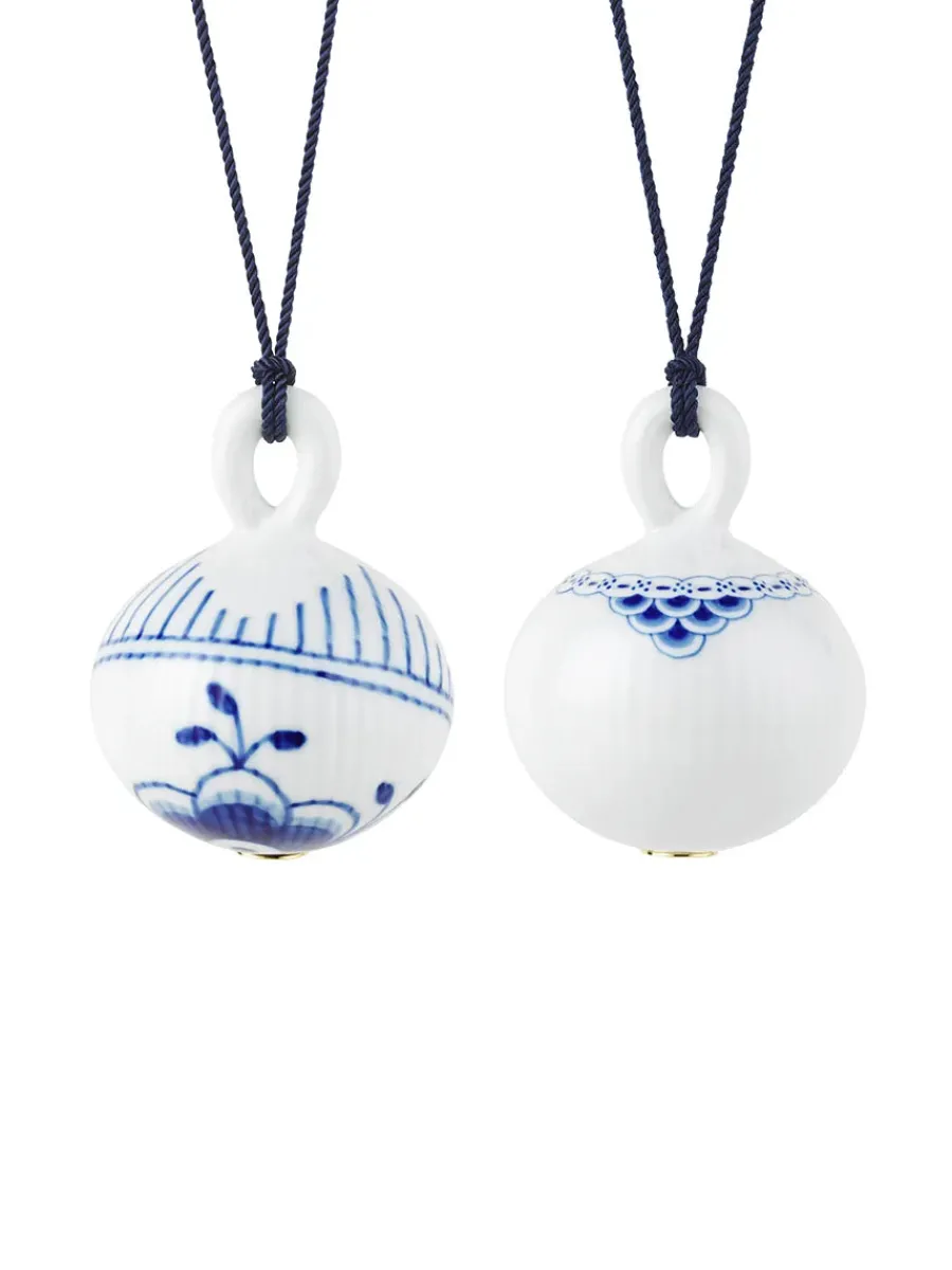 Blå Mega Riflet og Prinsesse, 2-pak julekugler 9,5 cm<Royal Copenhagen Best