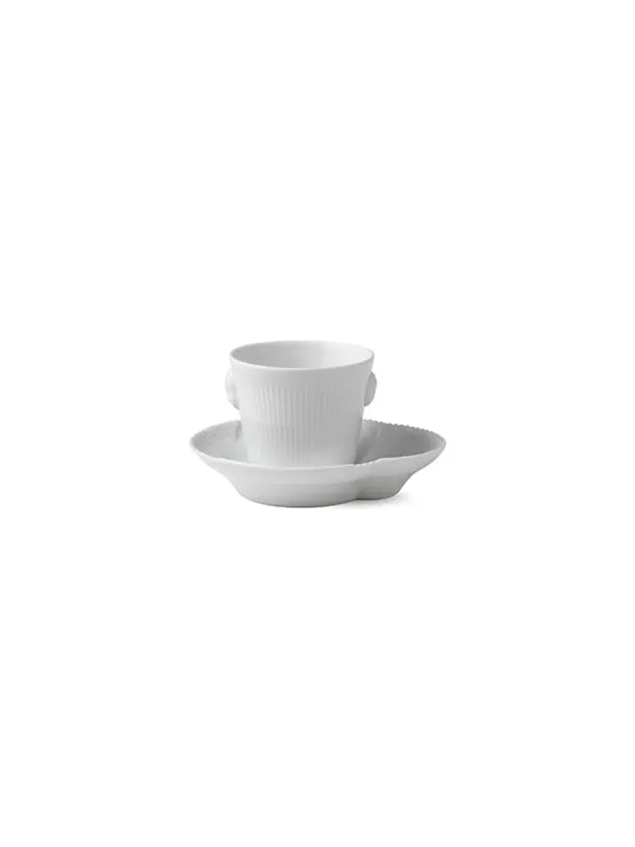 Hvid Elements, espresso kop med underkop 9 cl<Royal Copenhagen