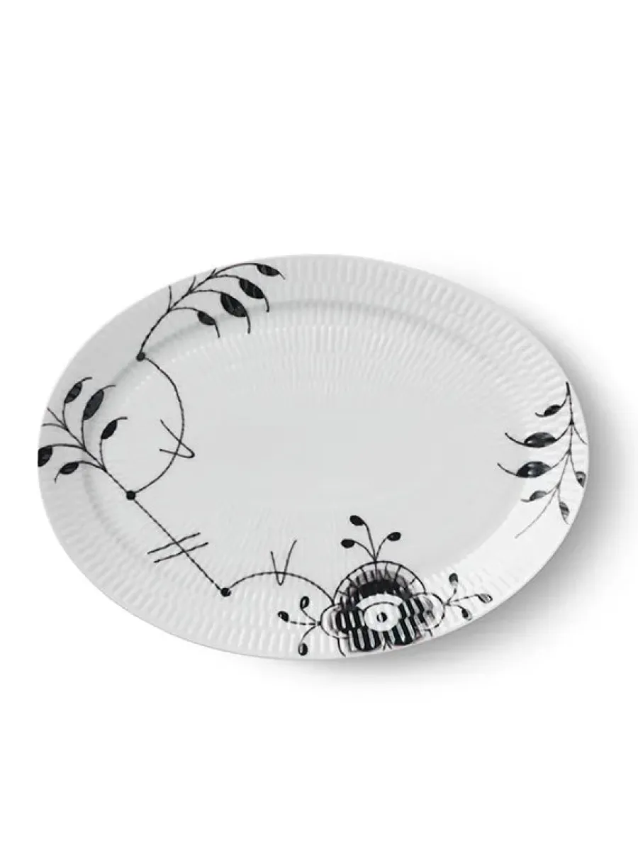 Hvid Halvblonde, oval tallerken 28 cm<Royal Copenhagen