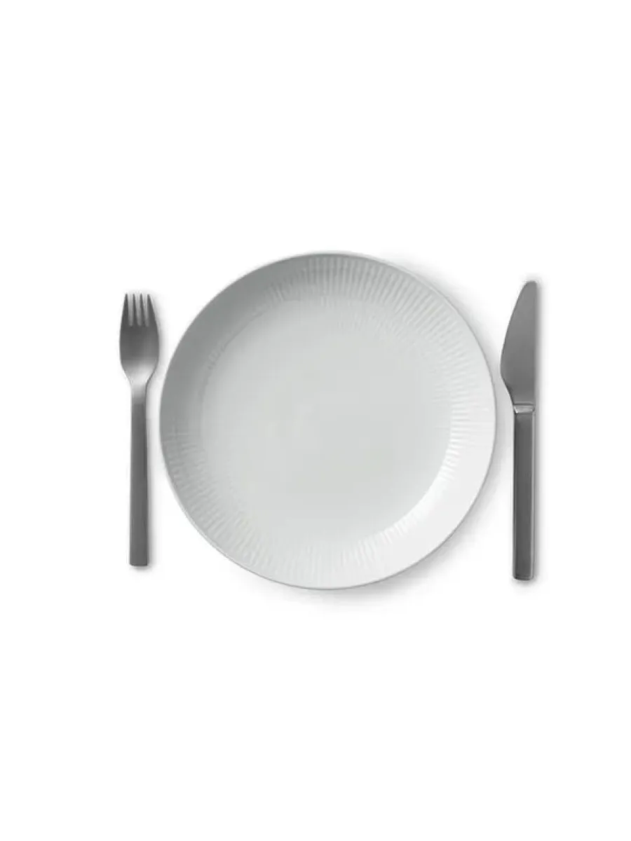 Hvid Riflet, moderne tallerken 20 cm<Royal Copenhagen Best