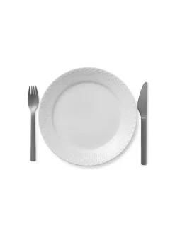 Hvid Riflet, tallerken 25 cm<Royal Copenhagen Discount