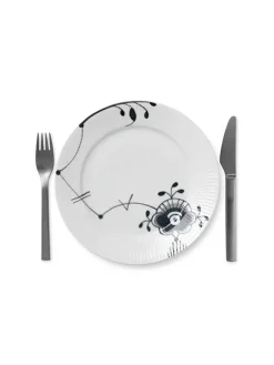 Hvid Riflet, tallerken 22 cm<Royal Copenhagen Hot