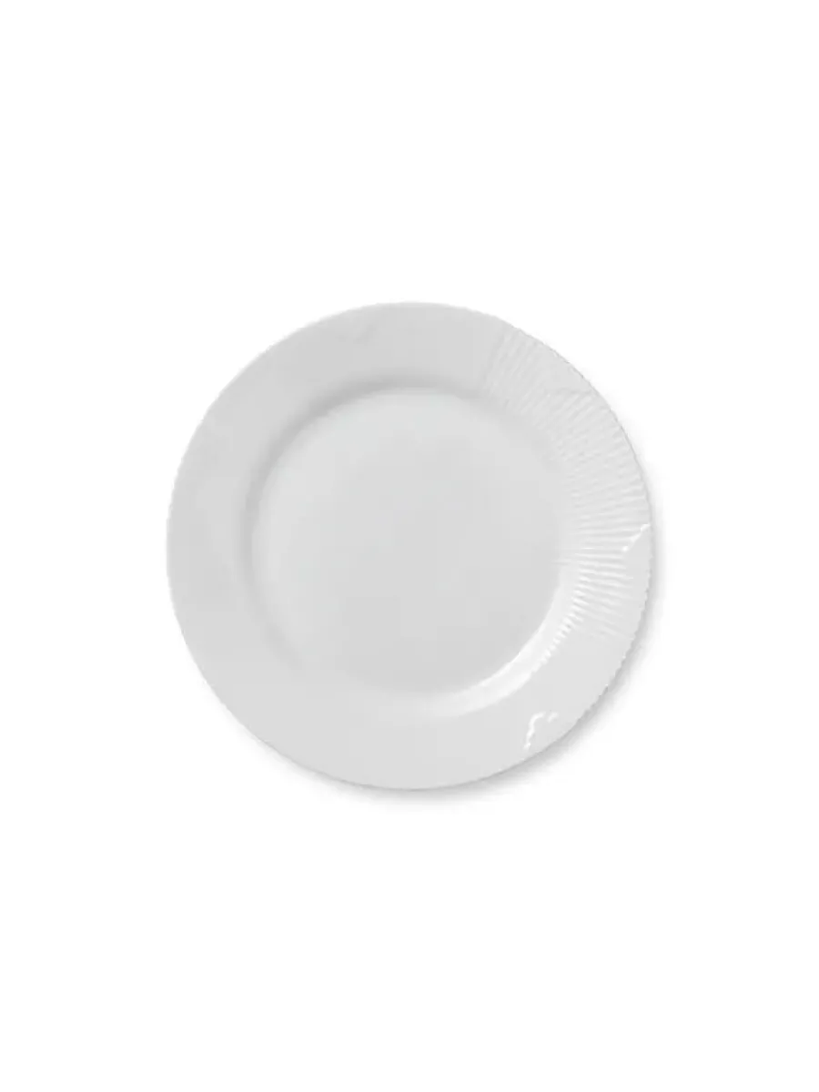 Hvid Riflet, tallerken 22 cm<Royal Copenhagen Hot