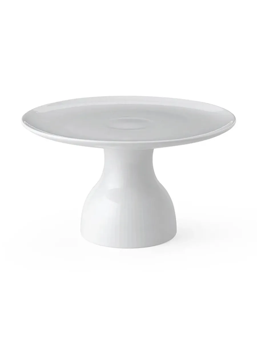 Hvid Riflet Fad på Fod, 20 cm<Royal Copenhagen Best