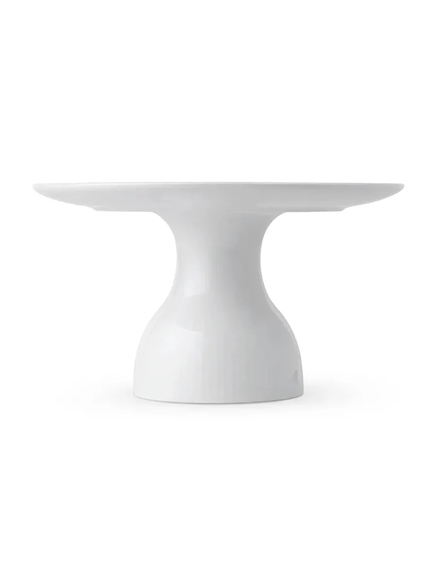 Hvid Riflet Fad på Fod, 20 cm<Royal Copenhagen Best