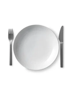 Hvid Riflet, moderne tallerken 25 cm<Royal Copenhagen Best