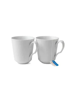 Hvid Riflet, 2-pak krus 37 cl<Royal Copenhagen Discount