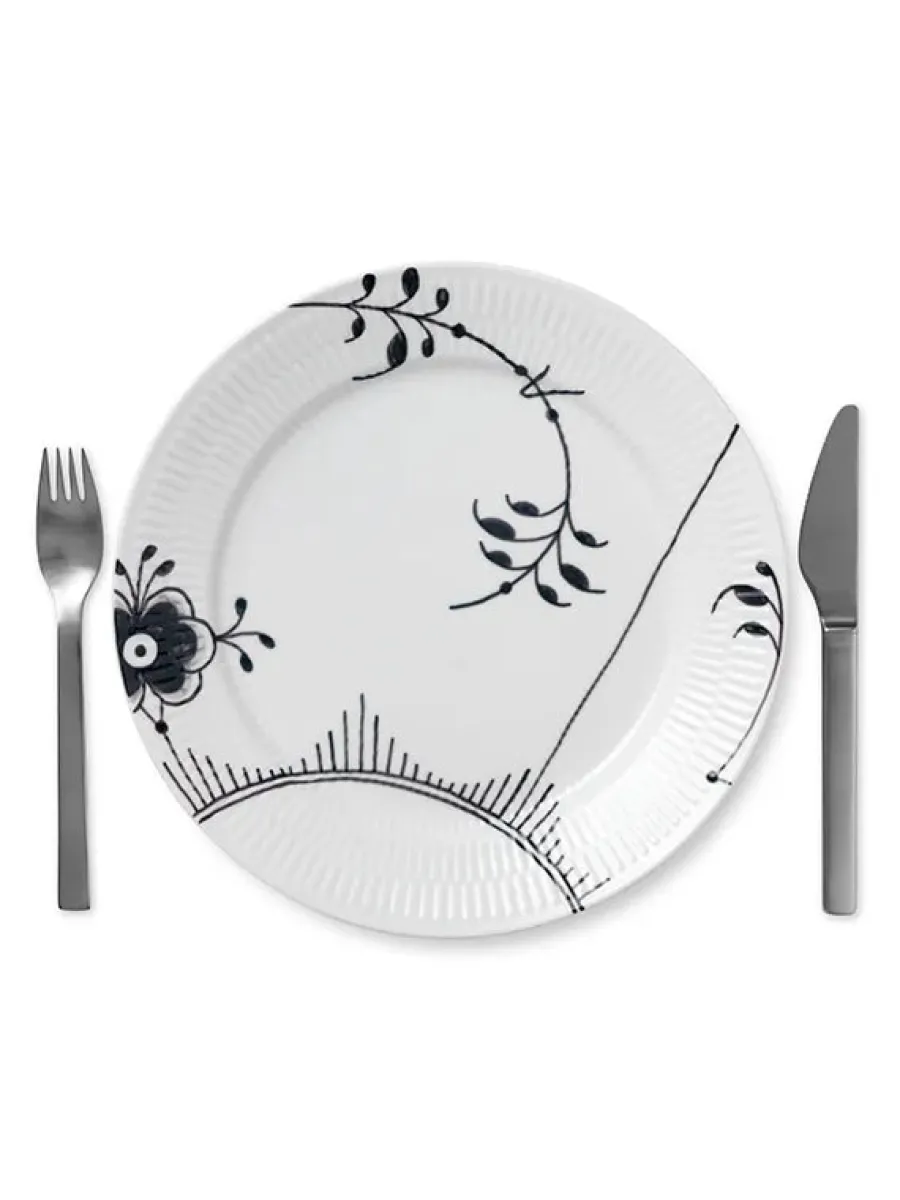 Sort Mega Riflet, tallerken 27 cm<Royal Copenhagen Best