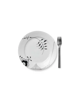Sort Mega Riflet, tallerken 19 cm<Royal Copenhagen