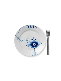 Sort Mega Riflet, tallerken 19 cm<Royal Copenhagen
