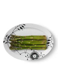 Sort Mega Riflet, oval tallerken 28 cm<Royal Copenhagen Sale