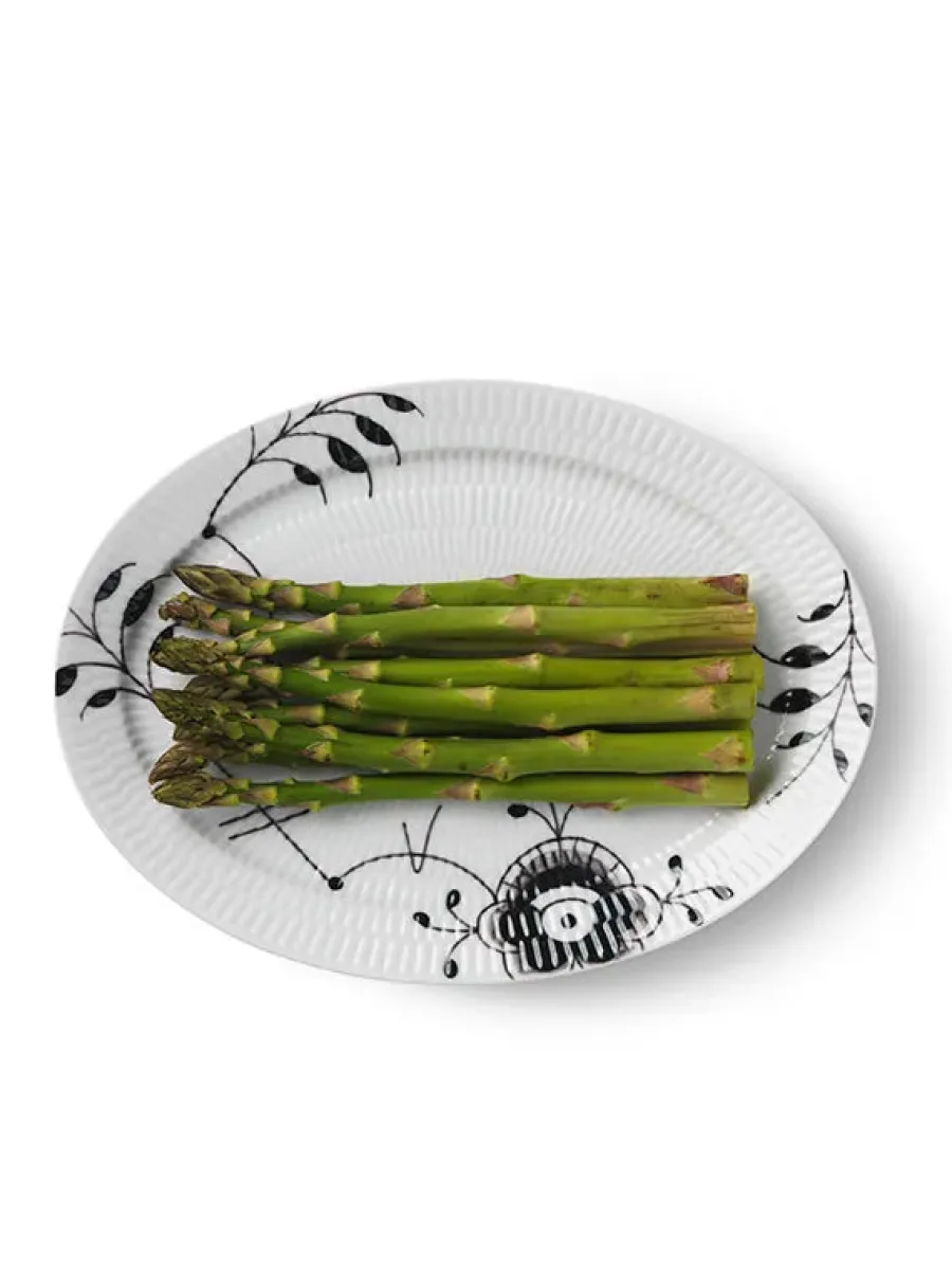 Sort Mega Riflet, oval tallerken 28 cm<Royal Copenhagen Sale