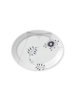 Sort Mega Riflet, oval tallerken 34 cm<Royal Copenhagen Hot