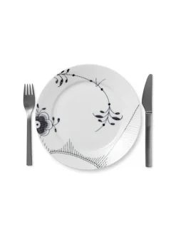 Sort Mega Riflet, tallerken 22 cm<Royal Copenhagen