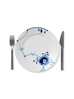 Sort Mega Riflet, tallerken 22 cm<Royal Copenhagen