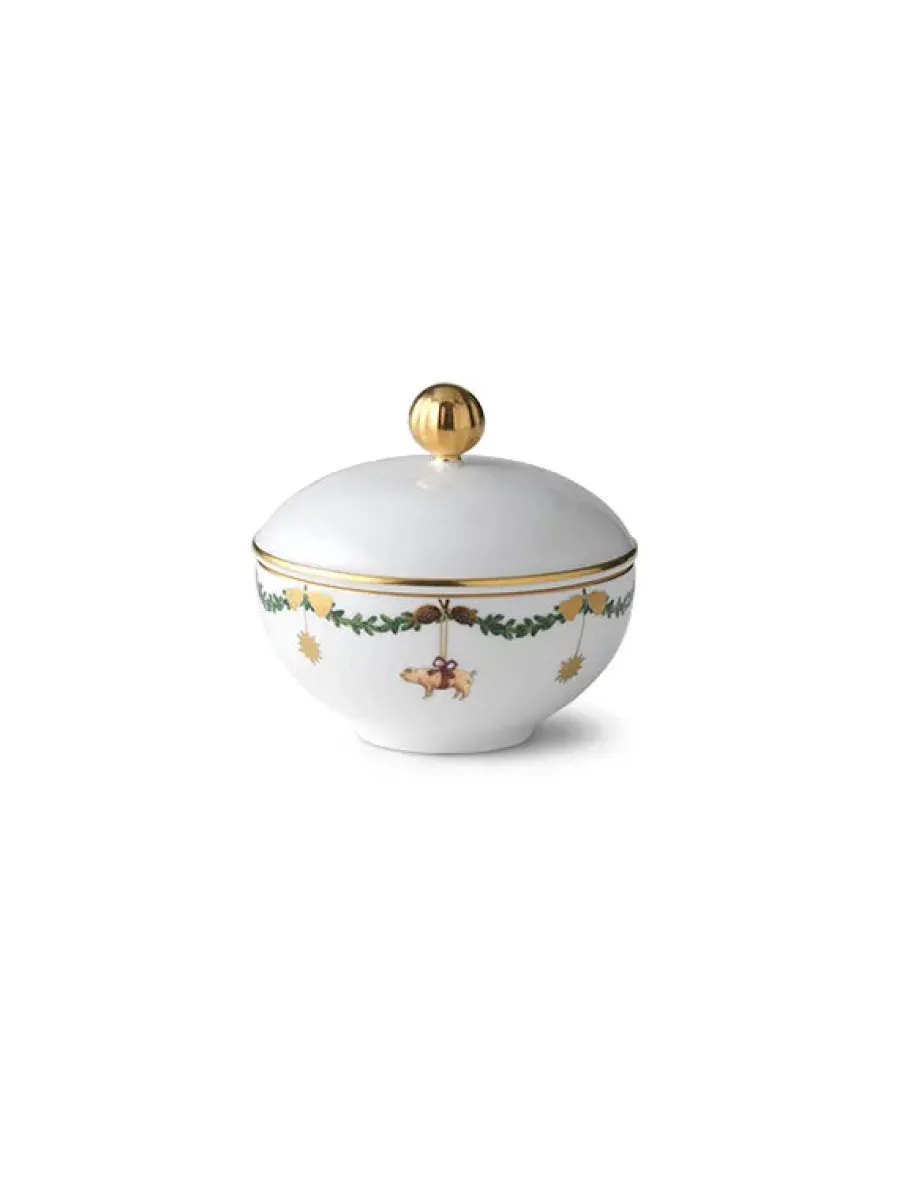 Stjerne Riflet Jul, sukkerskål med låg 15 cl<Royal Copenhagen Best