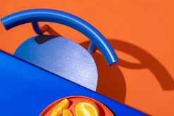 Skinny wooden chair, ash/blue fra<Nine New