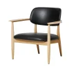 Slow lounge chair med armlæn fra i egetræ og sort læder<Stellar Works New