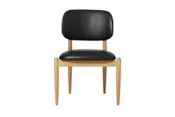 Slow side chair fra i egetræ med sort læder<Stellar Works Discount