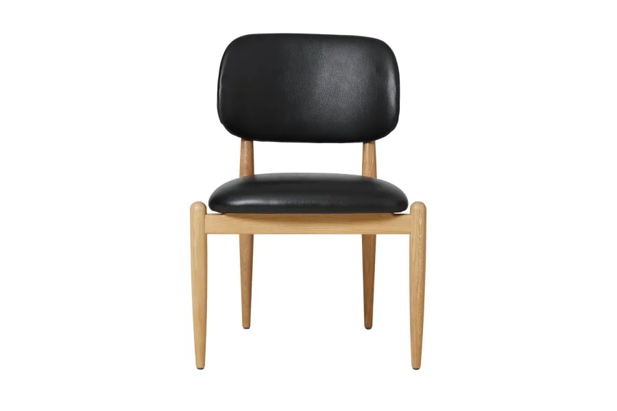Slow side chair fra i egetræ med sort læder<Stellar Works Discount
