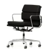 Soft Pad Chair EA 217 Kontorstol, sort læder/krom stel fra<Vitra