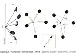 Spider Big Wall Lamp w/5 Fixed Arms af Serge Mouille<Editions Serge Mouille Best