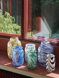 Splash Vase Roll Neck Small, green swirl fra<HAY Hot