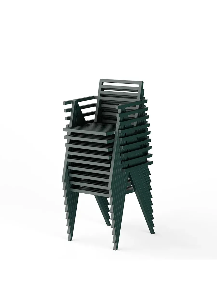 Stacking Arm Chair, grøn fra 19 Outdoors<Nine Clearance