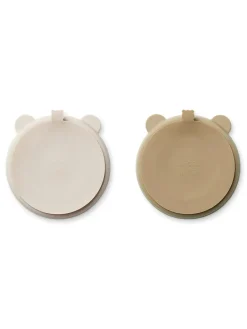Stacy ruminddelt tallerken m. sugekop 2-pak, Sandy/Oat fra<Liewood Discount