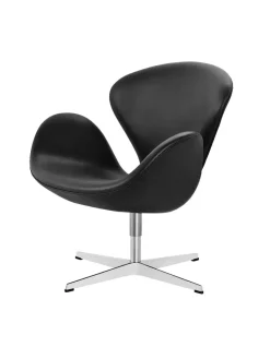 Svanen, sort læder/aluminium af Arne Jacobsen<Fritz Hansen Online