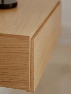 Tana Wall Mounted Nightstand, black stained oak fra<New Works