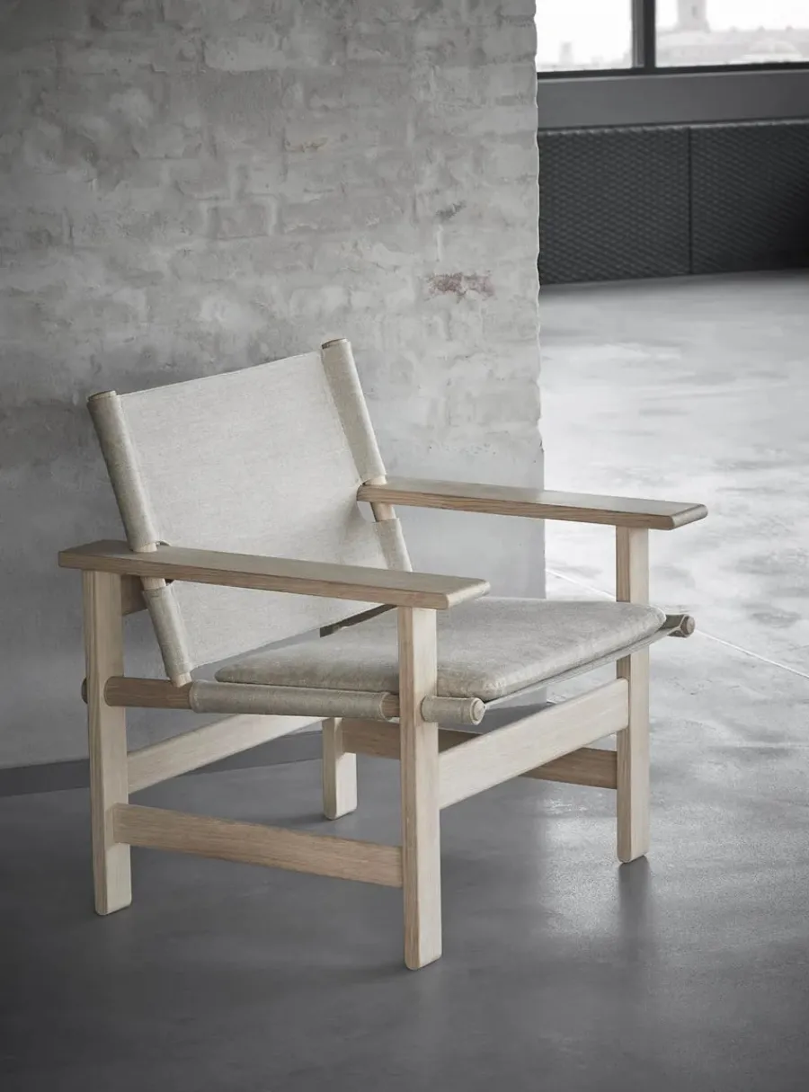 The Canvas Chair, sortlakeret eg sort canvas af Børge Mogensen<Fredericia Furniture