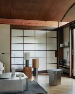 The Eight Over Eight Lamp Large, beige travertine fra<Louise Roe Clearance