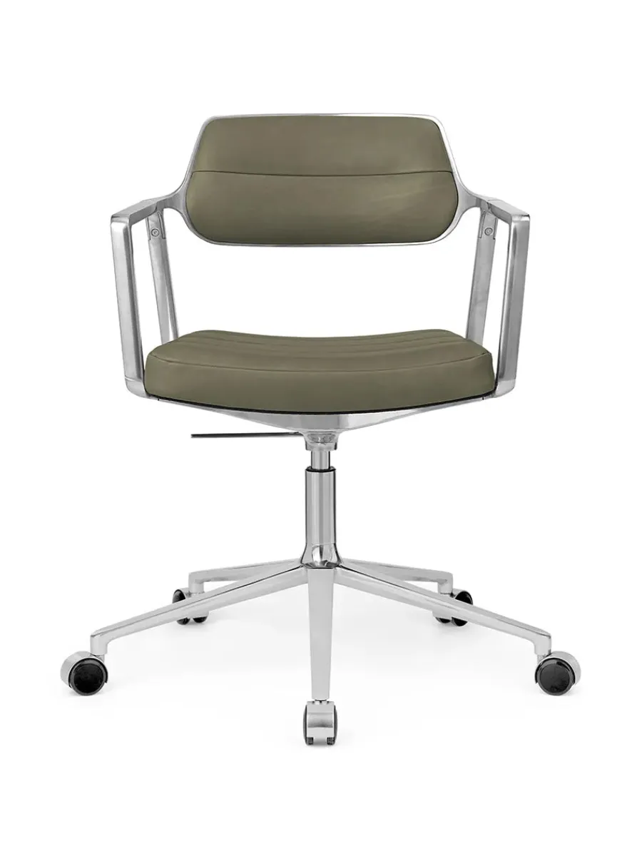 453 Swivel+ Chair m/hjul, bosco grøn læder fra<Vipp New