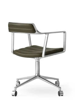 452 Swivel Chair m/hjul, bosco grøn læder fra<Vipp Discount