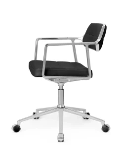 453 Swivel+ Chair m/hjul, sort læder fra<Vipp Best