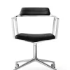 452 Swivel Chair m/hjul, sort læder fra<Vipp Best