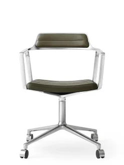 452 Swivel Chair m/hjul, sort læder fra<Vipp Best