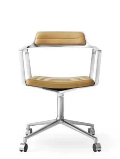 452 Swivel Chair m/hjul, sort læder fra<Vipp Best