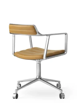 452 Swivel Chair m/hjul, sort læder fra<Vipp Best