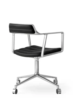 452 Swivel Chair m/hjul, sort læder fra<Vipp Best